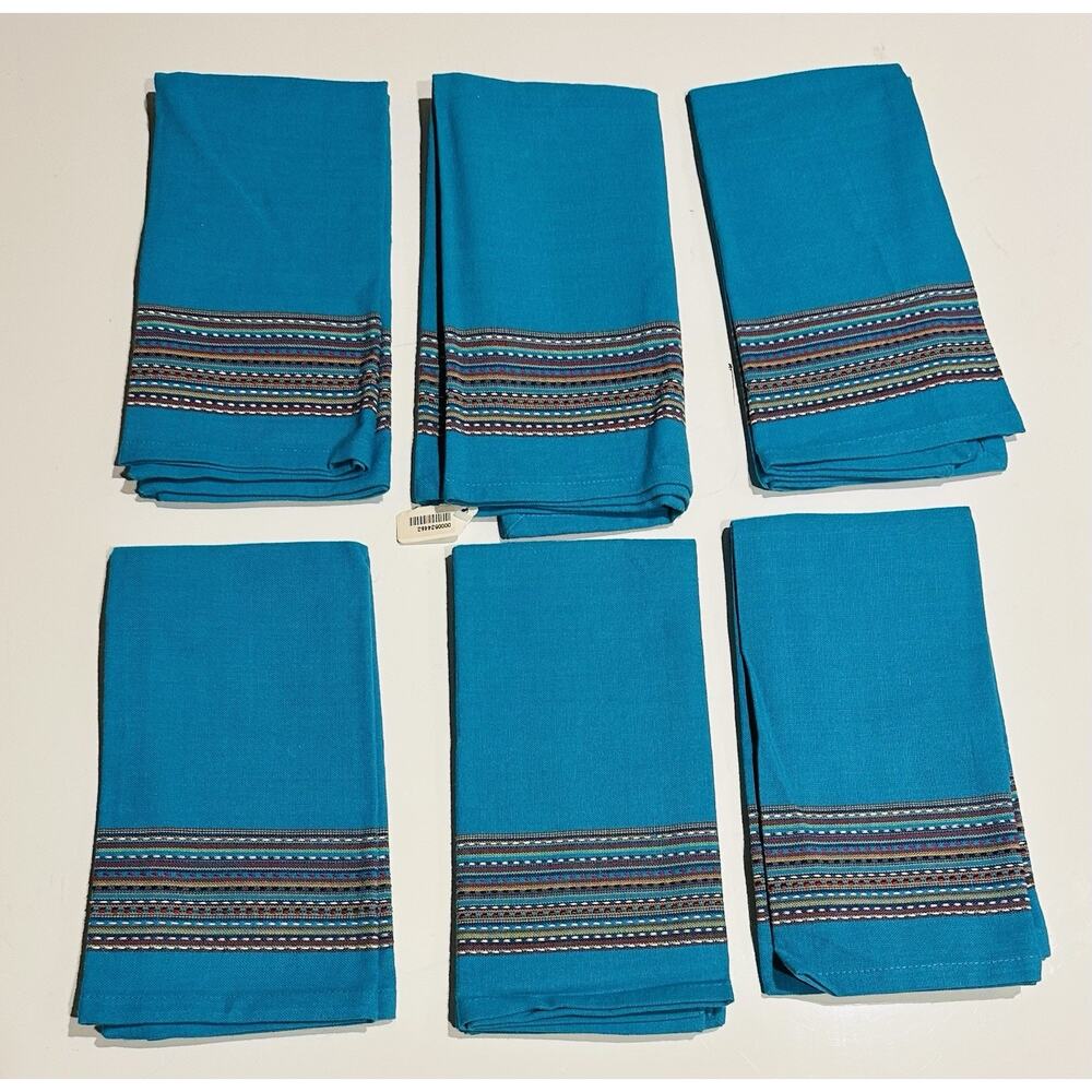 DII for the home Turquoise Napkin Salsa Border Stripe 100% cotton Square modern